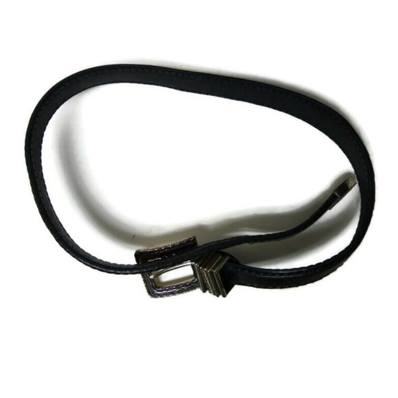 1996 black genuine leather skinny belt . medium main image 7